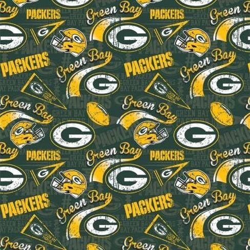 Green Bay Packers Cotton Fabric - NFL Team Logo Coton Fabric من The Yard و Fat Quarter و Half Yard و 1 Yard و 2 ياردة in Kuwait