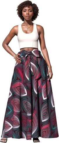 التنانير الأفريقية للنساء Dashiki القطن بالإضافة إلى حجم التنانير الطويلة القوس عالية الخصر in Kuwait