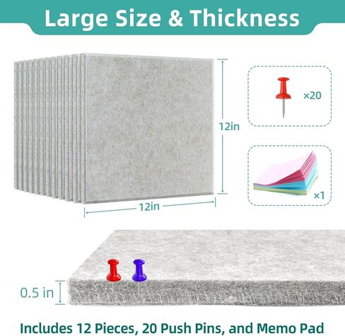 لوحة كبيرة من الفلين للجدران-47 "× 35" لوحة نشرة ، و 12 عبوة بلاط الجدران الأسود مع لاصق قوي للوحة دبوس المكتب مثالية للمنزل ، والمكتب ، وحماية جدار السهام in Kuwait