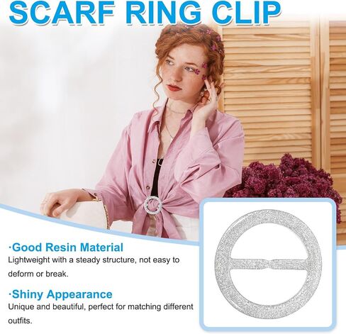 PATIKIL Scarf Ring Clip, Resin Round T-Shirt Clip Fashion Ring Scarves Clasp Buckle for Women Clothing Decoration in Saudi Arabia