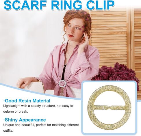 PATIKIL Scarf Ring Clip, Resin Round T-Shirt Clip Fashion Ring Scarves Clasp Buckle for Women Clothing Decoration in Saudi Arabia
