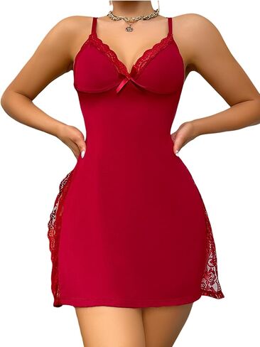 dream love Women's Lingerie Sexy Nightwear Spaghetti Strap Nightgown Babydoll Chemise S-XXL in Kuwait