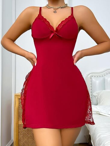 dream love Women's Lingerie Sexy Nightwear Spaghetti Strap Nightgown Babydoll Chemise S-XXL in Kuwait