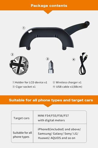 Persevere BMW Mini Cooper Car Phone Holder for F65, F66, J01, J05, F01 Models, Rotated 360°, Freely Adjustable Angle, Solid Clip Portable Holder, for Round Center Control Display (Manual Left Side) in Saudi Arabia