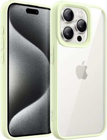 JETech Case for iPhone 15 Pro 6.1-Inch, Shockproof Phone Bumper Cover, Solid Color Matte TPU Frame, Anti-Scratch Clear Back (Natural Titanium) in Kuwait