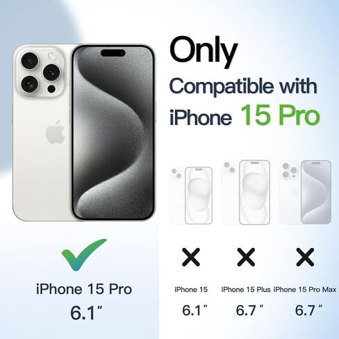 JETech Case for iPhone 15 Pro 6.1-Inch, Shockproof Phone Bumper Cover, Solid Color Matte TPU Frame, Anti-Scratch Clear Back (Natural Titanium) in Kuwait