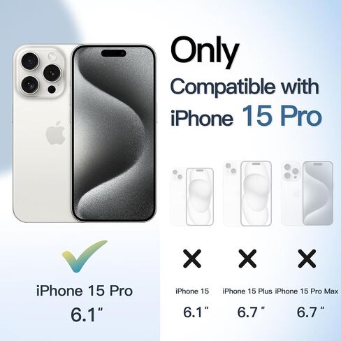 JETech Case for iPhone 15 Pro 6.1-Inch, Shockproof Phone Bumper Cover, Solid Color Matte TPU Frame, Anti-Scratch Clear Back (Natural Titanium) in Kuwait