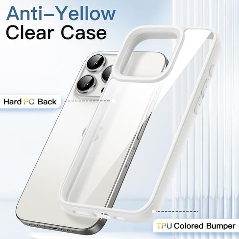 JETech Case for iPhone 15 Pro 6.1-Inch, Shockproof Phone Bumper Cover, Solid Color Matte TPU Frame, Anti-Scratch Clear Back (Natural Titanium) in Kuwait