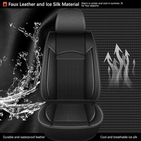 Front Seat Covers Fit for Toyota Camry 2012-2025 Faux Leather Automotive Seat Covers Breathable Waterproof Seat Cushions Compatible with Airbag (2 Seats,Black & Gray) in Kuwait