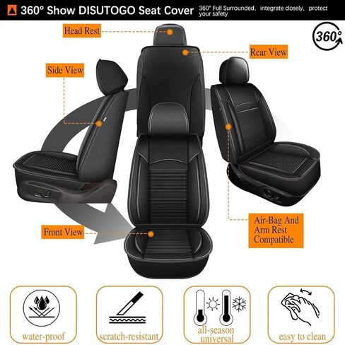Front Seat Covers Fit for Toyota Camry 2012-2025 Faux Leather Automotive Seat Covers Breathable Waterproof Seat Cushions Compatible with Airbag (2 Seats,Black & Gray) in Kuwait