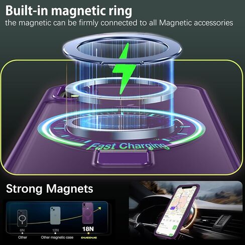 Duedue for iPhone XR Case Magnetic مع حامل الحلقة [متوافق مع Magsafe] ، غلاف واقٍ كامل للوقاية من الجسم. in Kuwait