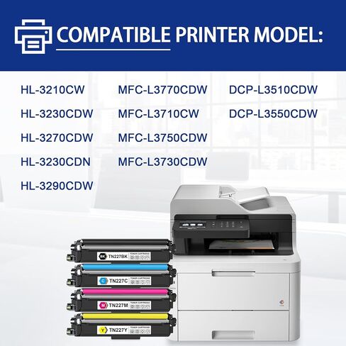 TN227 Black High Yield Toner Cartridge Replacement for Brother TN-227BK TN227BK TN223BK TN 223BK for MFC-L3770CDW MFC-L3710CW MFC-L3750CDW HL-3290CDW HL-3210CW HL-3230CDW Printer TN2272PK in Saudi Arabia