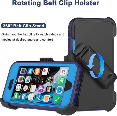 for iPhone SE 2020 Case, iPhone 8 Case, iPhone 7 Case with Belt Clip Holster, 2X Screen Protector, Heavy Duty Military Grade Rugged Shockproof Protective Cover for iPhone 7/8/SE 2nd Black in Kuwait