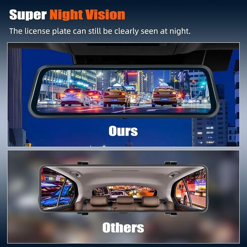 2K Mirror Dash Cam, 9.66 Inch 3 Channel Front Rear Inside View Mirror Camera Triple Mirror Dash Cam Night Vision,G-Sensor,Parking Assistance,APP Control,24H Parking Monitor,Waterproof Backup Camera in Kuwait