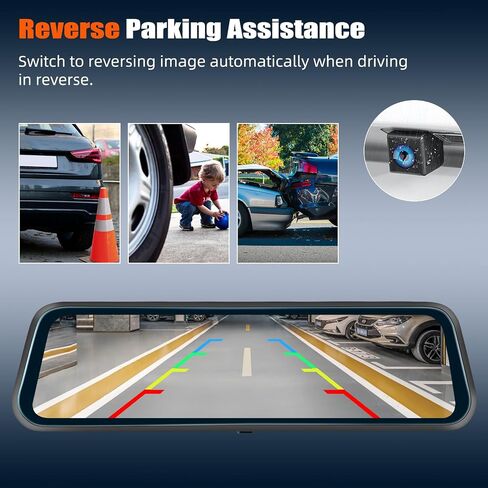 2K Mirror Dash Cam, 9.66 Inch 3 Channel Front Rear Inside View Mirror Camera Triple Mirror Dash Cam Night Vision,G-Sensor,Parking Assistance,APP Control,24H Parking Monitor,Waterproof Backup Camera in Kuwait