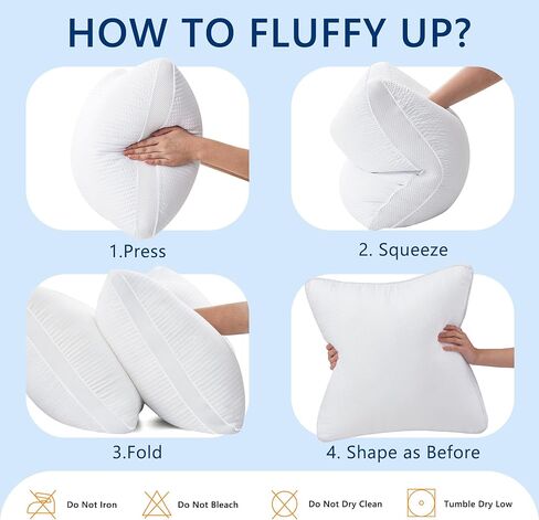 18x18 Pillows Inserts Set of 2 with Cooling Side Mesh, Solid Supportive Decorative Pillow Inserts for Couch, Sofa or Bed with Premium Down Alternative Filled in Saudi Arabia