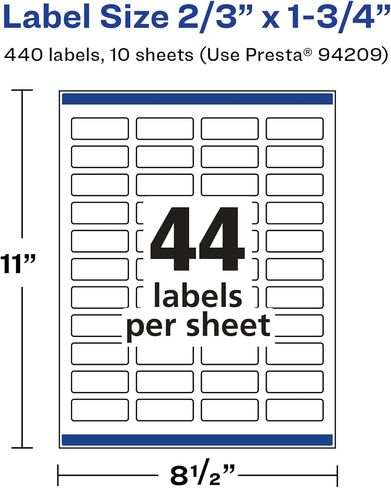 Avery Glossy White Rectangle Labels with Sure Feed, 2/3" x 1-3/4", 1,100 Glossy White Labels, Print-to-The-Edge, Permanent Label Adhesive, Laser/Inkjet Printable Labels in Saudi Arabia