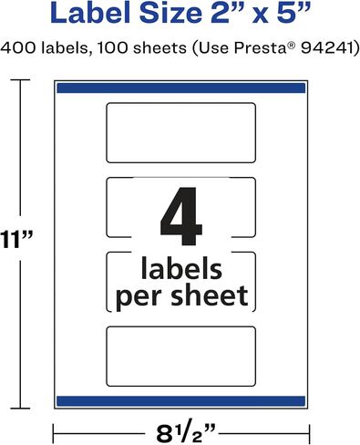 Avery Glossy Clear Rectangle Labels with Sure Feed, 2" x 5", 40 Glossy Clear Labels, Print-to-The-Edge, Laser/Inkjet Printable Labels in Saudi Arabia