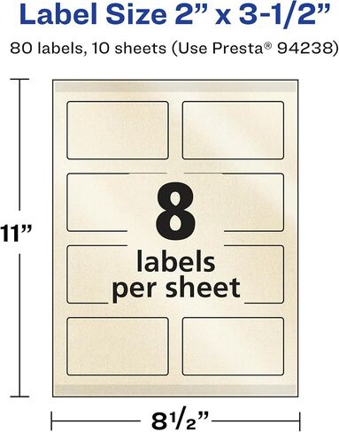 ملصقات مستطيل عاجي بؤلؤي مع تقنية التغذية المؤكدة ، طباعة إلى الحافة ، 2 "× 3.5" ، 80 ملصقات عاجية لؤلؤة ، ملصقات للطباعة بالليزر/الحبر. in Kuwait