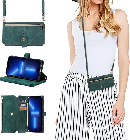 ZcDaye Case for iPhone 15 Pro Max ، iPhone 15 Pro Max Wallet Phone Case with Crossbody Phone Lanyard ، غطاء جلدي مميز لـ iPhone 15 Pro Max 6.7 Inch - Rose Gold in Kuwait