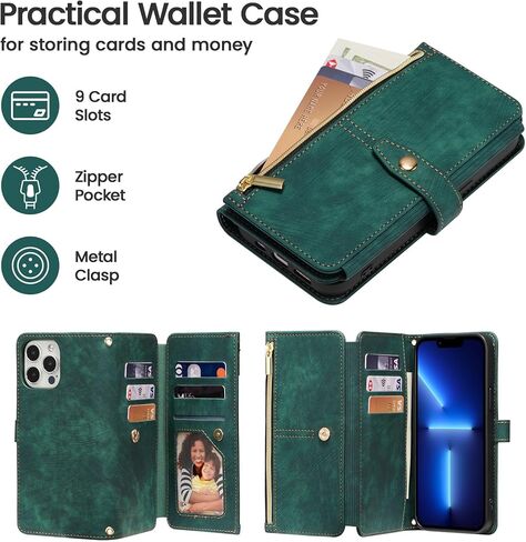 ZcDaye Case for iPhone 15 Pro Max ، iPhone 15 Pro Max Wallet Phone Case with Crossbody Phone Lanyard ، غطاء جلدي مميز لـ iPhone 15 Pro Max 6.7 Inch - Rose Gold in Kuwait