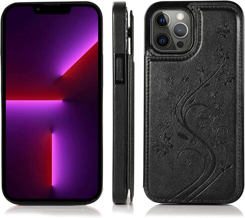 Phone Case for iPhone 13 Pro Max 2021 6.7 inch with Tempered Glass Screen Protector Card Holder Wallet Cover Stand Flip Leather Cell iPhone13promax 5G i Phone13Max Plus iPhone13 ProMax Cases Purple in Kuwait