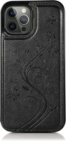 Phone Case for iPhone 13 Pro Max 2021 6.7 inch with Tempered Glass Screen Protector Card Holder Wallet Cover Stand Flip Leather Cell iPhone13promax 5G i Phone13Max Plus iPhone13 ProMax Cases Purple in Kuwait