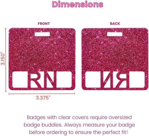 Glitter Registered Nurse RN Badge Buddy, Square ID Card Tag, 3.375 x 3.15 inches, Medical Worker Badge Hodler Multiple Colors Available (Pink Glitter) in Kuwait