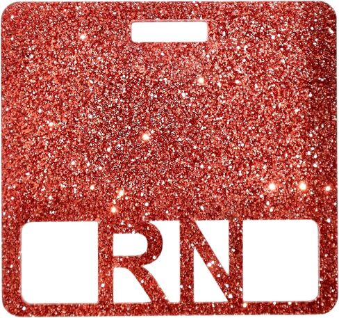 Glitter Registered Nurse RN Badge Buddy, Square ID Card Tag, 3.375 x 3.15 inches, Medical Worker Badge Hodler Multiple Colors Available (Pink Glitter) in Kuwait