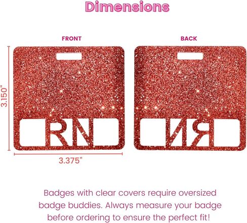 Glitter Registered Nurse RN Badge Buddy, Square ID Card Tag, 3.375 x 3.15 inches, Medical Worker Badge Hodler Multiple Colors Available (Pink Glitter) in Kuwait