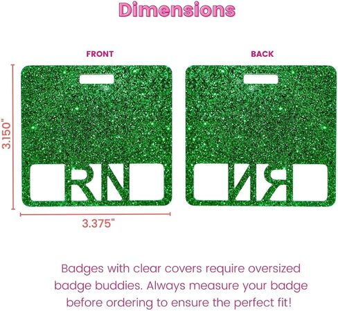 Glitter Registered Nurse RN Badge Buddy, Square ID Card Tag, 3.375 x 3.15 inches, Medical Worker Badge Hodler Multiple Colors Available (Pink Glitter) in Kuwait