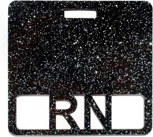 Glitter Registered Nurse RN Badge Buddy, Square ID Card Tag, 3.375 x 3.15 inches, Medical Worker Badge Hodler Multiple Colors Available (Pink Glitter) in Kuwait