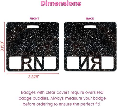 Glitter Registered Nurse RN Badge Buddy, Square ID Card Tag, 3.375 x 3.15 inches, Medical Worker Badge Hodler Multiple Colors Available (Pink Glitter) in Kuwait