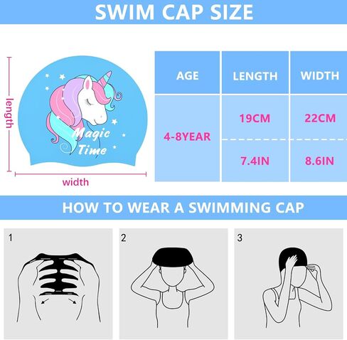 Kids Swim Caps for Girls (Age 2-6), Durable Waterproof Silicone Swimming Cap for Short Hair with Swimming Goggles, Ear Plug and Nose Clip in Saudi Arabia