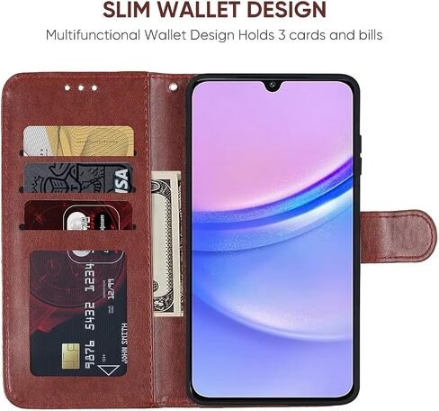 Case for Galaxy A15 5G Case, Samsung A15 5G SM-A156U Wallet Case with Tempered Glass Screen Protector, Flower Leather Flip Credit Card Holder Stand Phone Cover for Samsung Galaxy A15 5G Red in Saudi Arabia