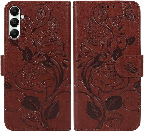 Case for Galaxy A15 5G Case, Samsung A15 5G SM-A156U Wallet Case with Tempered Glass Screen Protector, Flower Leather Flip Credit Card Holder Stand Phone Cover for Samsung Galaxy A15 5G Red in Saudi Arabia