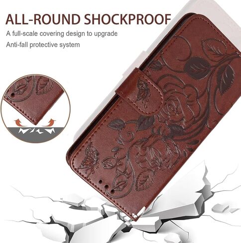 Case for Galaxy A15 5G Case, Samsung A15 5G SM-A156U Wallet Case with Tempered Glass Screen Protector, Flower Leather Flip Credit Card Holder Stand Phone Cover for Samsung Galaxy A15 5G Red in Saudi Arabia