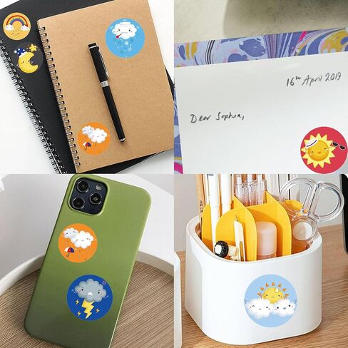 2000Pcs Weather Face Stickers for Kids Reward, 4 Rolls Classroom Incentive Decal for Behavior Chart, School Classroom Student Teacher Supplies（8 Designs， 1 Inch） in Kuwait