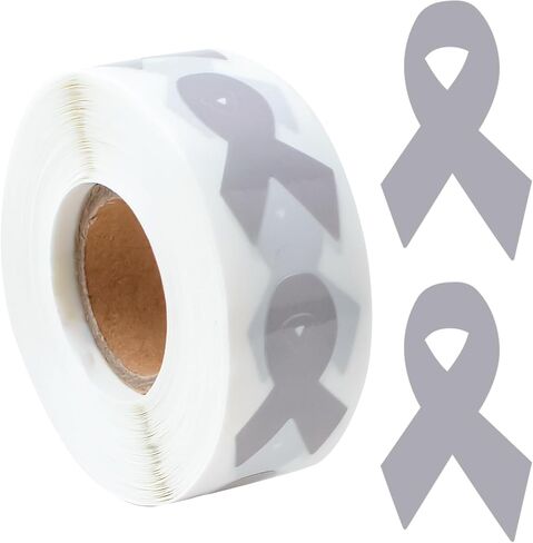 WANDIC 0.75 * 1.28'' Gold Ribbon Awareness Sticker, 500 PCS Ribbon-Shaped Label Roll for Bone, Childhood, and Bladder Cancer Awareness in Kuwait