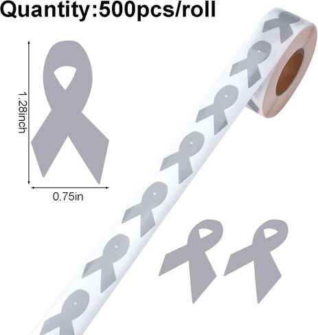 WANDIC 0.75 * 1.28'' Gold Ribbon Awareness Sticker, 500 PCS Ribbon-Shaped Label Roll for Bone, Childhood, and Bladder Cancer Awareness in Kuwait