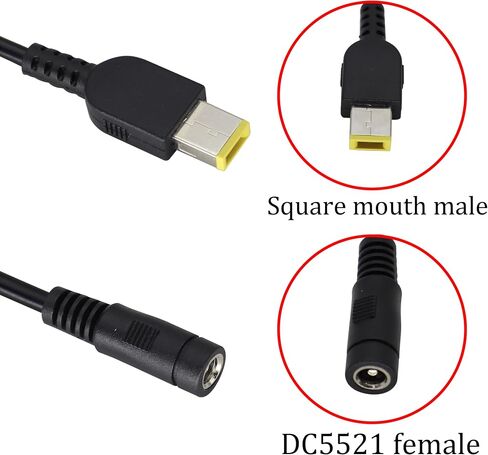 DC4530 to TiP 11mm * 4.5mm Power Adapter Cable DC4.5 x 3.0mm Female to Rectangle TiP 11mm * 4.5mm Male Power Connector Cable Cord for Le-no-vo/H-P/De-ll[17CM/7inch/2pack-4530] in Kuwait