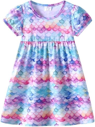VIKITA 2020 Toddler Girls Summer Dresses Short Sleeve Outfit 3-8 Years in Kuwait