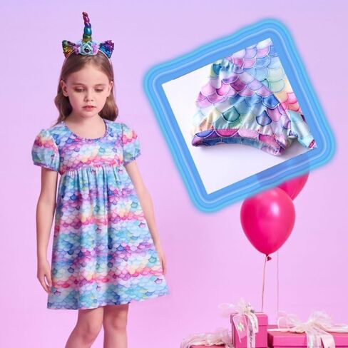 VIKITA 2020 Toddler Girls Summer Dresses Short Sleeve Outfit 3-8 Years in Kuwait