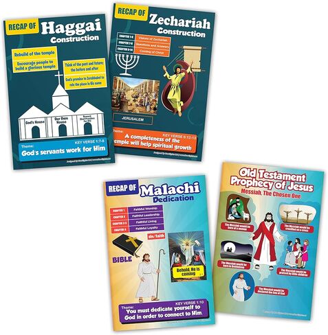NewEights Old Testament Bible Knowledge for Kids Series 2 Learning Posters (6-Pack) - School Learning Educational Teaching Device - Home Classroom Daycare Wall Chart Teachers in Kuwait