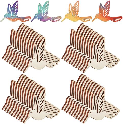 PH Pandahall 50pcs سحر الطيور الخشبية غير المكتملة حرفة الطيور الخشبية الطبيعية الفارغة سحر الحيوانات ، 2.1x1.7 بوصة القطع شريحة معلقة الزخارف الطيور ل DIY الحرف حلق الأساور القلادة in Saudi Arabia