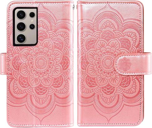 Asuwish Phone Case for Samsung Galaxy S24 Ultra 5G Wallet Cover with Tempered Glass Screen Protector and Flower Flip Credit Card Holder Stand Cell Accessories S24Ultra 24S S 24 24Ultra Women Men Green in Kuwait