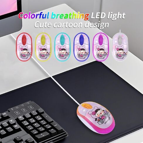 Elec Space USB Type-C Mouse-الماوس السلكي اللطيف والمحمول مع LED 7 ألوان ، نقرات صامتة ، تصميم صغير للكمبيوتر المحمول ، MacBook Pro ، Android Tablets (Blue) in Kuwait