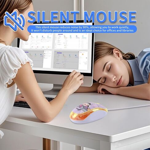 Elec Space USB Type-C Mouse-الماوس السلكي اللطيف والمحمول مع LED 7 ألوان ، نقرات صامتة ، تصميم صغير للكمبيوتر المحمول ، MacBook Pro ، Android Tablets (Blue) in Kuwait