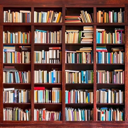AOFOTO 3x5ft Bookshelf Background Bookcase Photography Backdrop for Video Recording Library Book Store Adult Student Portrait Meeting Video Call Conference Photo Studio Props Vinyl Drape Wallpaper in Kuwait
