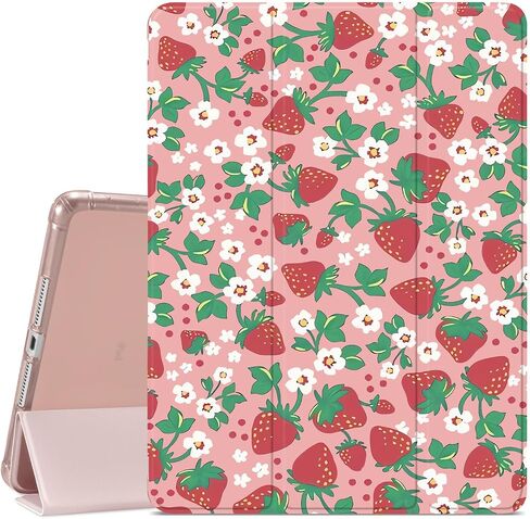JOYLAND Cute Pink Bow Pattern Case for iPad 9th/8th/7th Generation 10.2 Inch (2021/2020/2019 Release), Pencil Holder & Clear Transparent Soft TPU Back & Trifold Smart Pad Black Cover in Kuwait